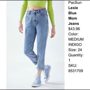 Pacsun Medium Wash High Waisted Mom Jeans